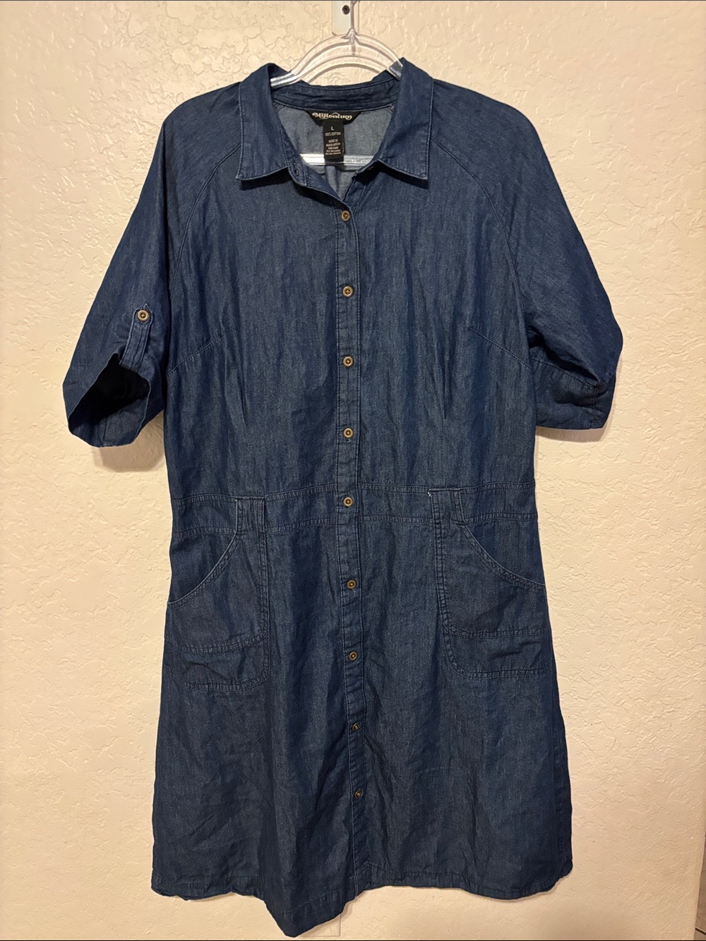 🎼Dark Blue Denim Shirt Dress size L GUC